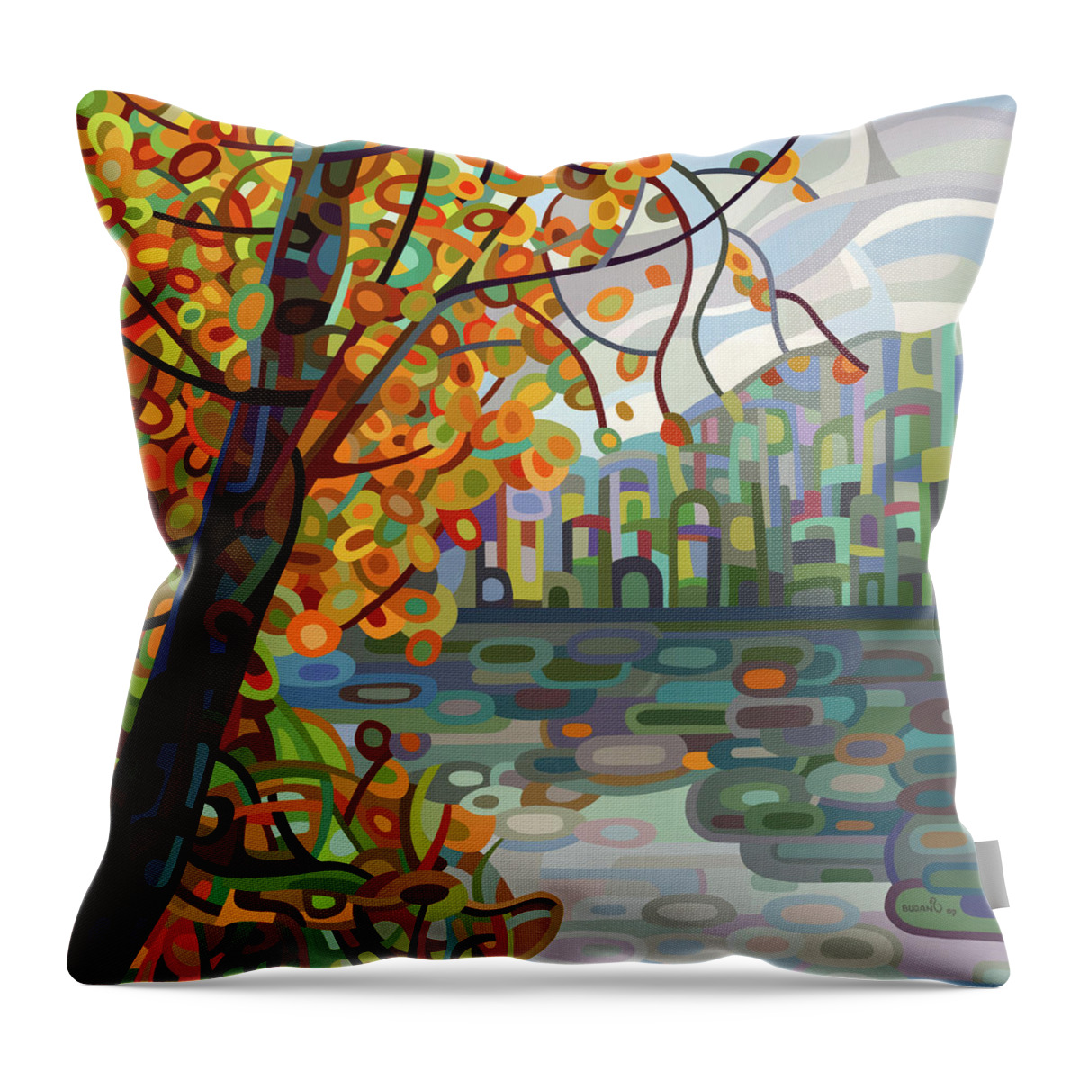 Fine Art Throw Pillow featuring the painting Reflections by Mandy Budan
