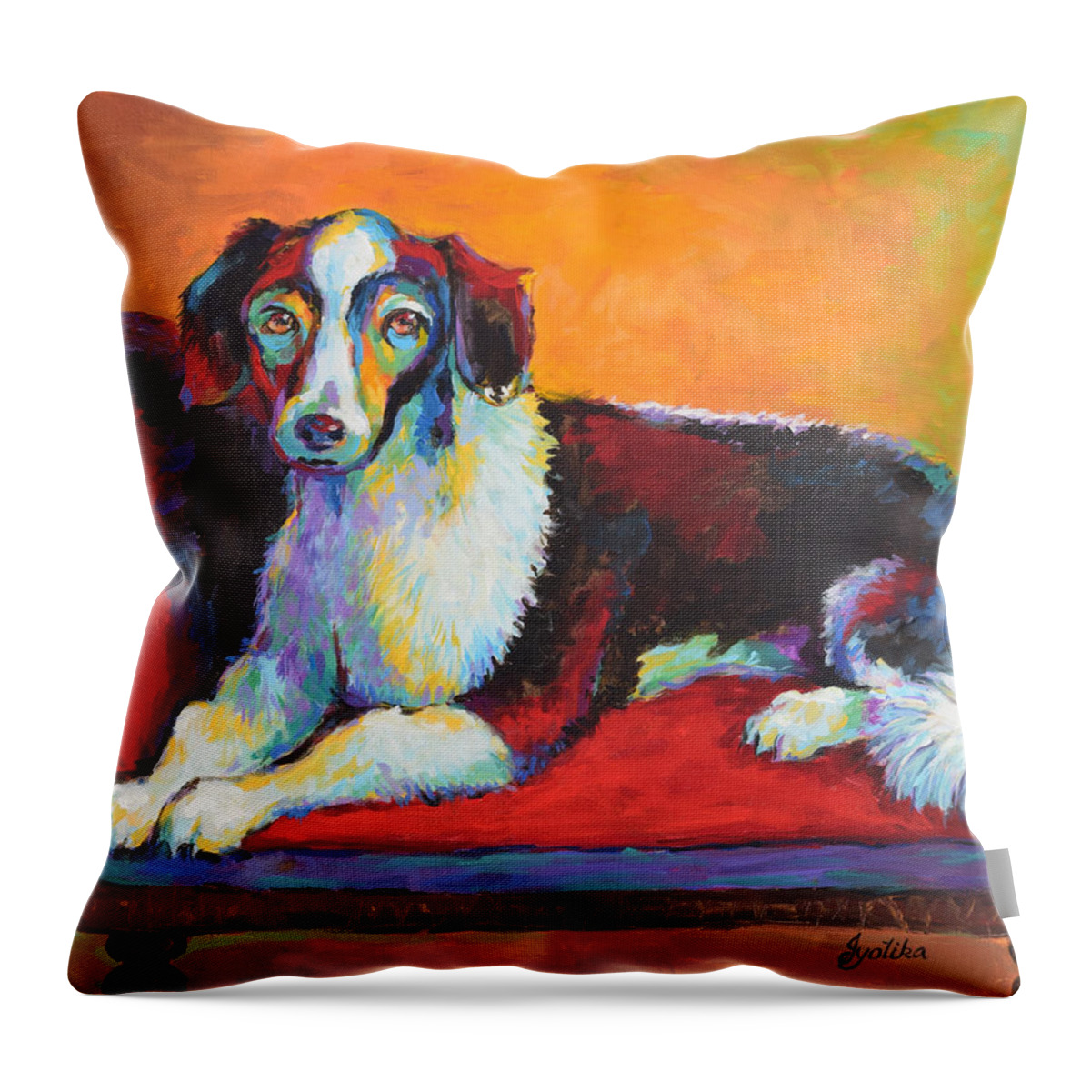 Pet Throw Pillow featuring the painting Regal Puppy by Jyotika Shroff