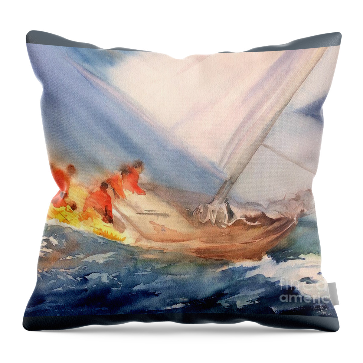 Regate Throw Pillow featuring the painting Regate Marine by Francoise Chauray