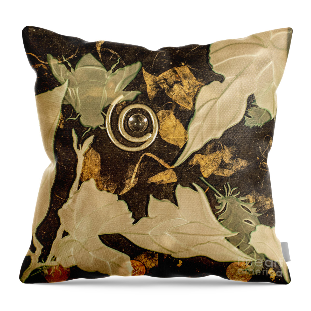 Bees Throw Pillow featuring the glass art Remembrance V by Alone Larsen