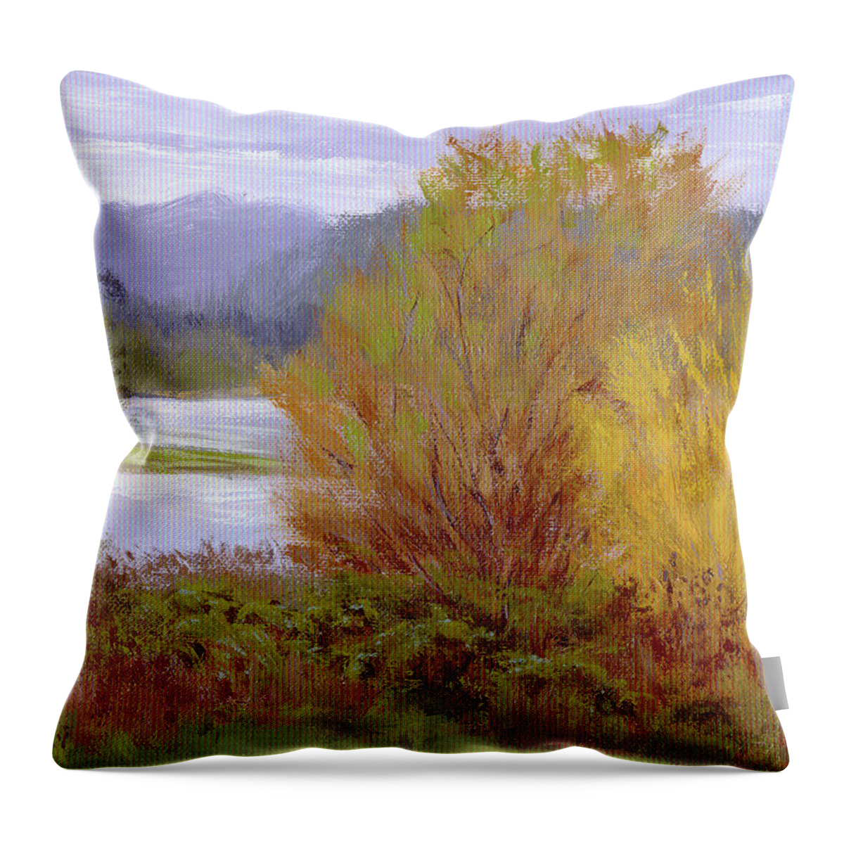 Water Throw Pillow featuring the painting Reservoir Spring by Karen Ilari