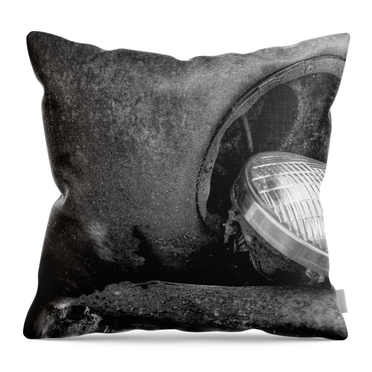 Automobile Throw Pillow featuring the photograph Resting Headlight of Rusty Car by Dennis Dame