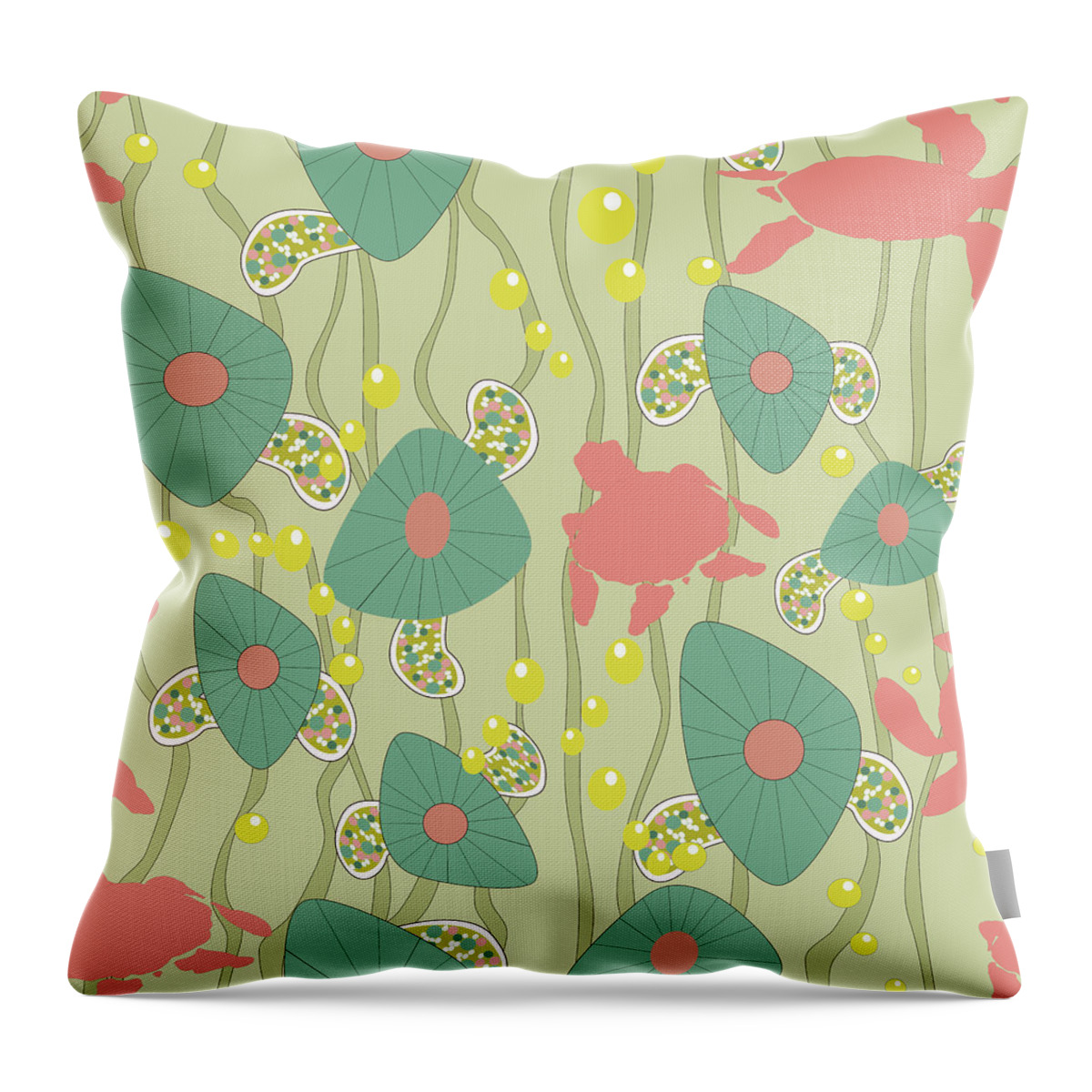 Pink Throw Pillow featuring the digital art Retro Turtles by April Burton