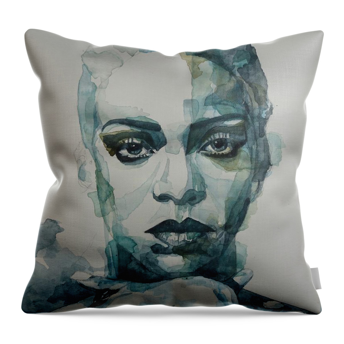 Barbabian Throw Pillow featuring the painting Rihanna - Art by Paul Lovering