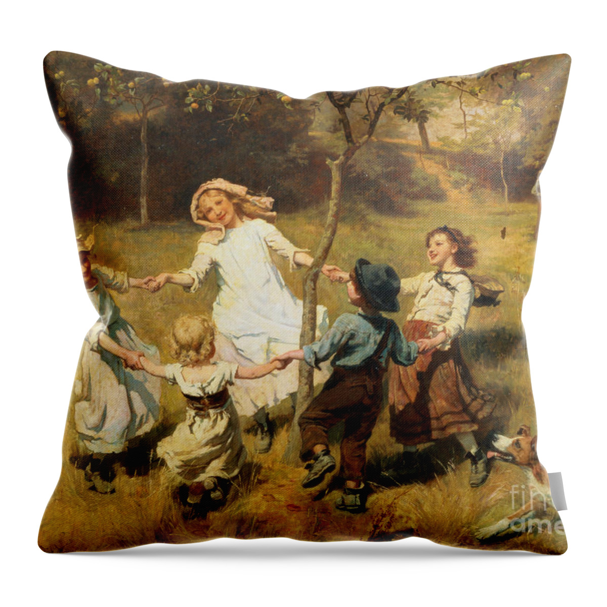 Frederick Morgan Throw Pillow featuring the painting Ring of Roses by Frederick Morgan