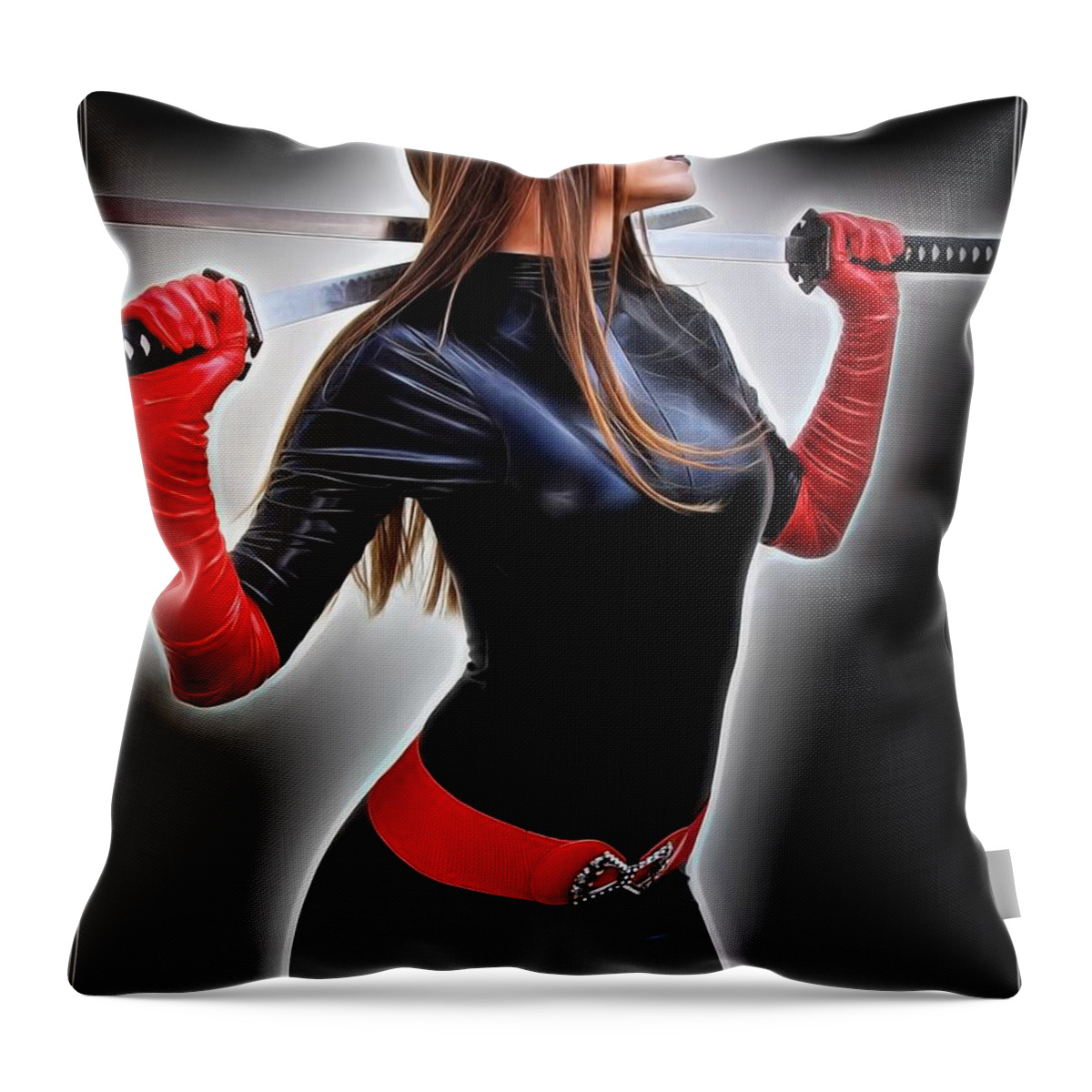 Fantasy Throw Pillow featuring the painting Rise Of The Crimson Avenger by Jon Volden