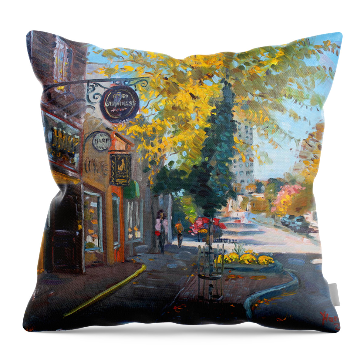 River Coyote Gallery Throw Pillow featuring the painting River Coyote Gallery Mississauga by Ylli Haruni