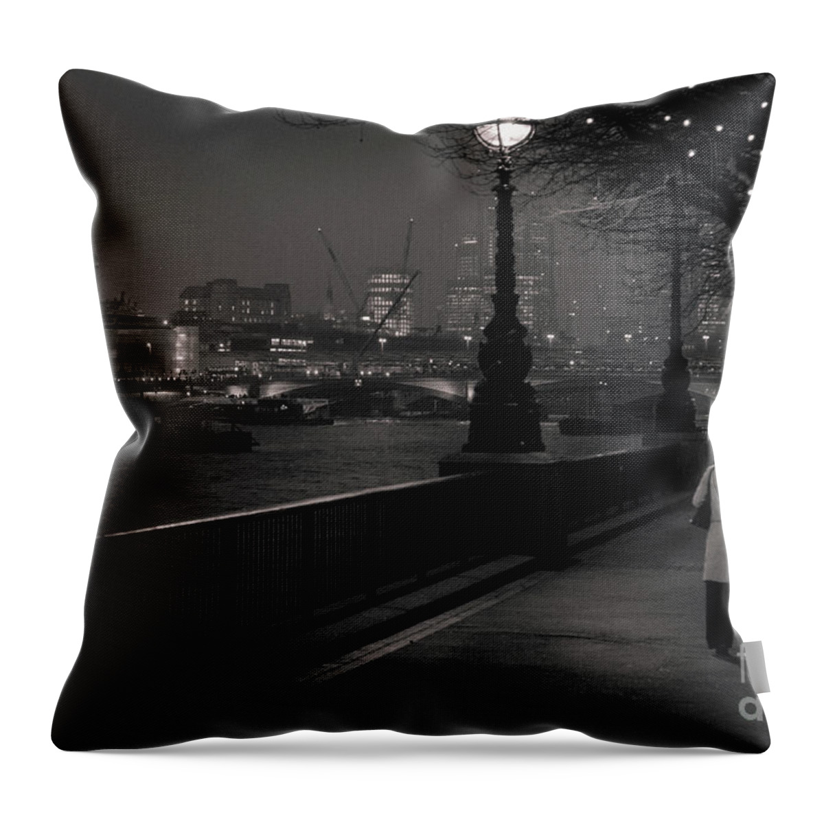 River Throw Pillow featuring the photograph River Thames Embankment, London by Perry Rodriguez