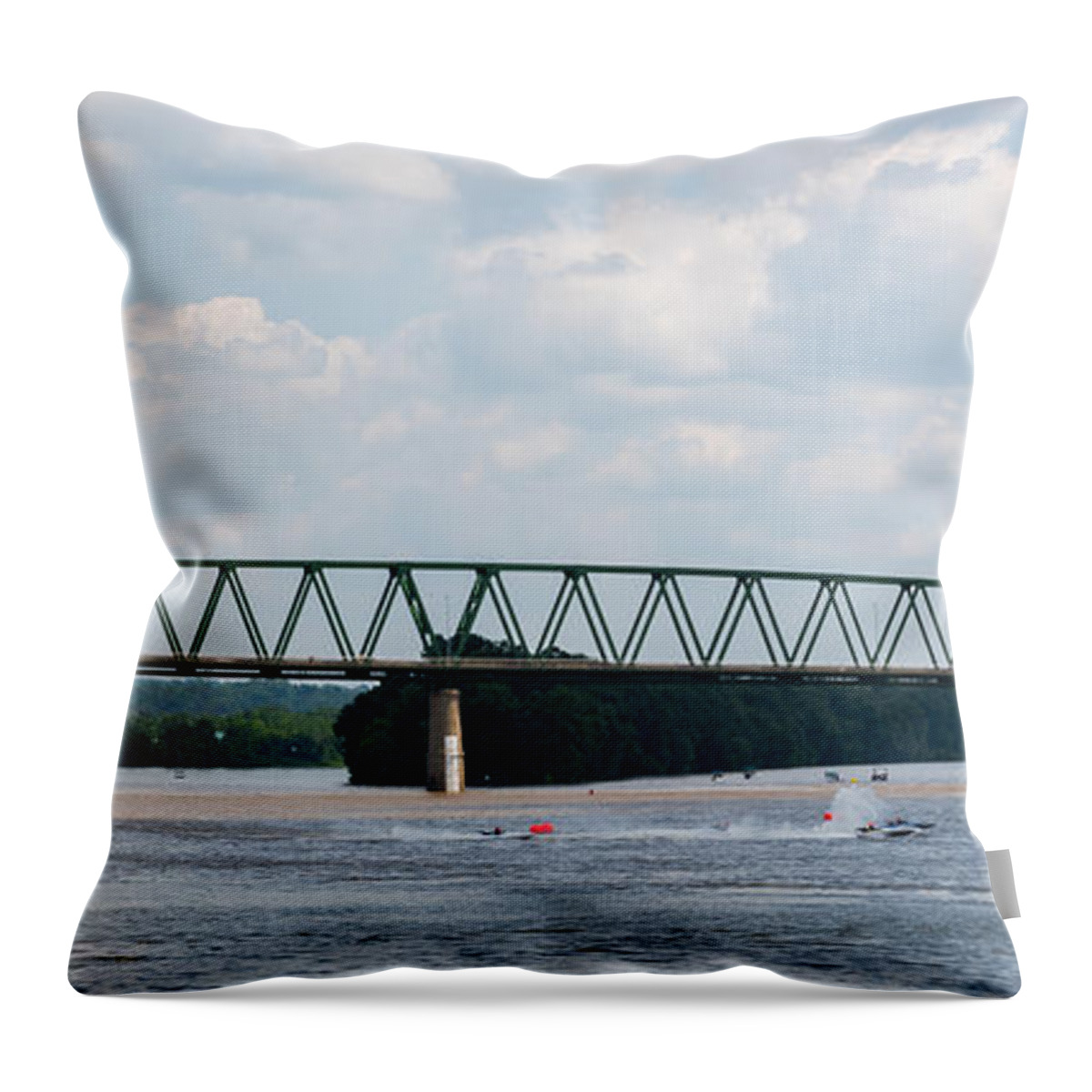 Riverfront Roar Throw Pillow featuring the photograph Riverfront Roar 2015 by Holden The Moment