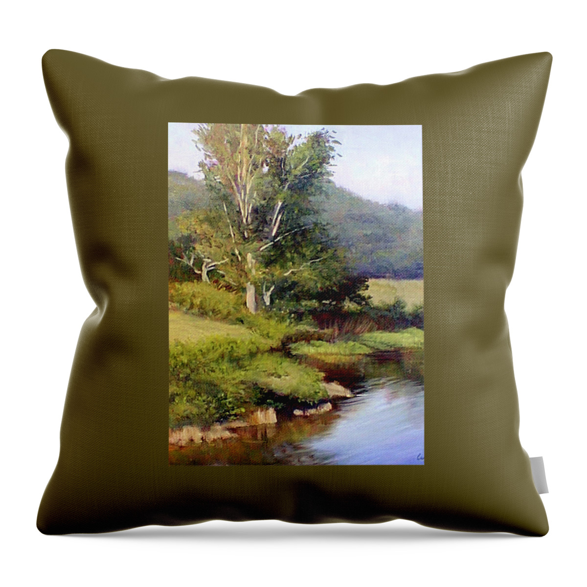 River Throw Pillow featuring the painting River's Edge by Marie Witte