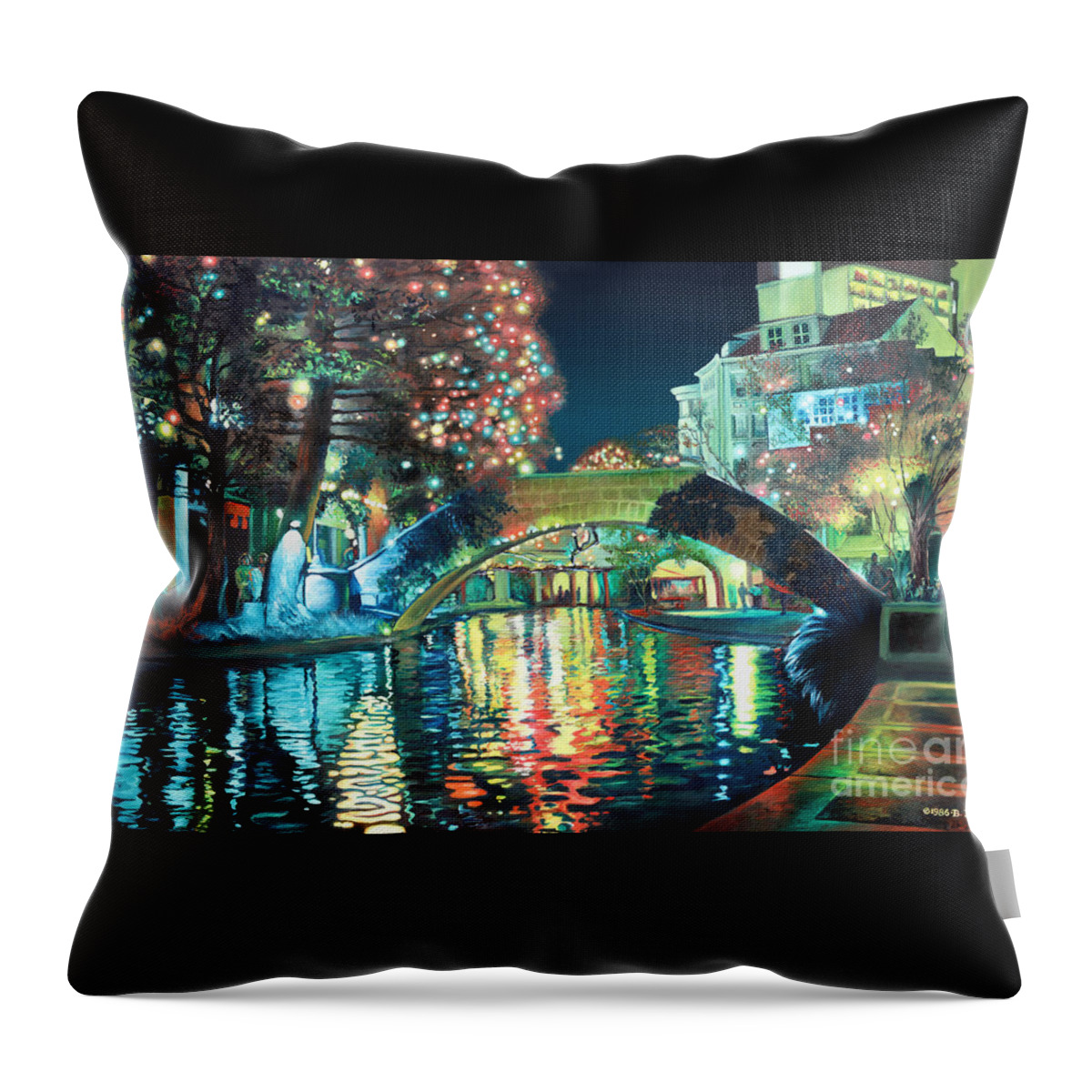 Landscape Throw Pillow featuring the painting Riverwalk by Baron Dixon