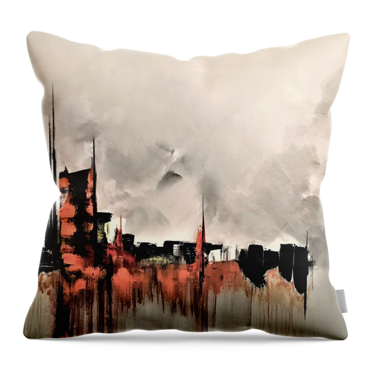 Abstract Throw Pillow featuring the painting Riveting by Soraya Silvestri