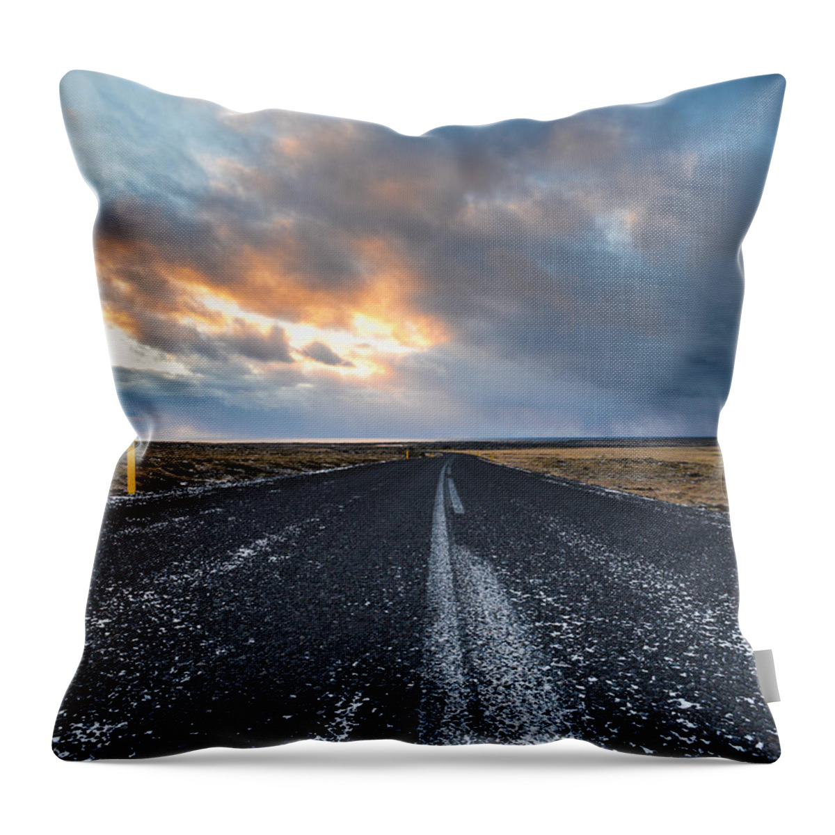 Iceland Throw Pillow featuring the photograph Road to the Sky by Alex Blondeau