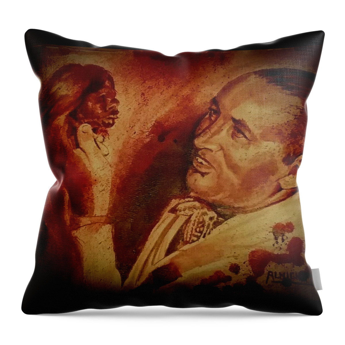 Ryan Almighty Throw Pillow featuring the painting Robert Ripley gets a little head by Ryan Almighty
