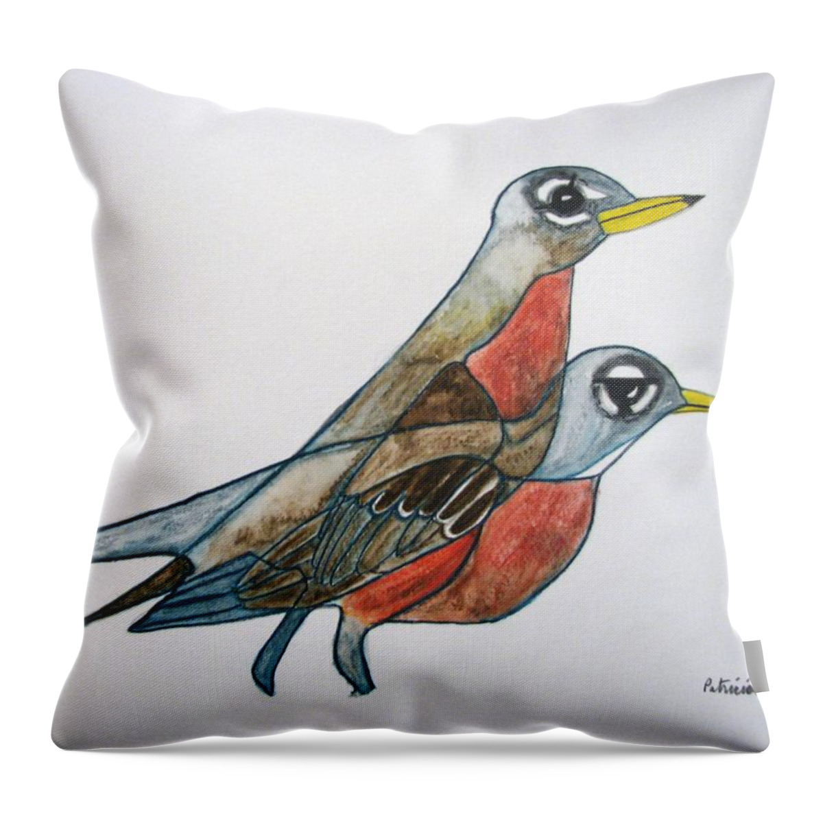  Throw Pillow featuring the painting Robins Partner by Patricia Arroyo