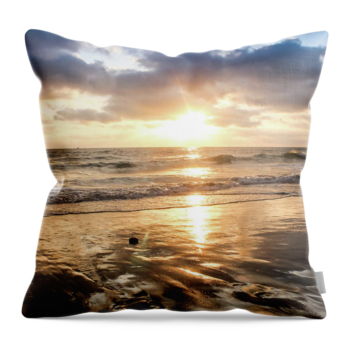 Golden Hour Throw Pillow featuring the photograph Rock 'n Sunset by Alison Frank