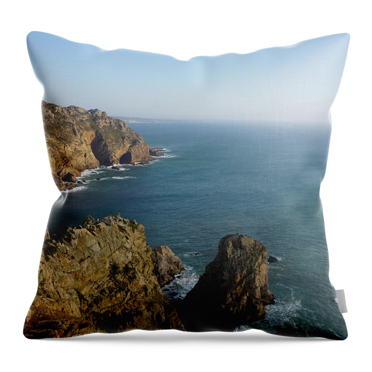 Cabo Da Roca Throw Pillow featuring the photograph Rocks near to Cabo da Roca by Piotr Dulski