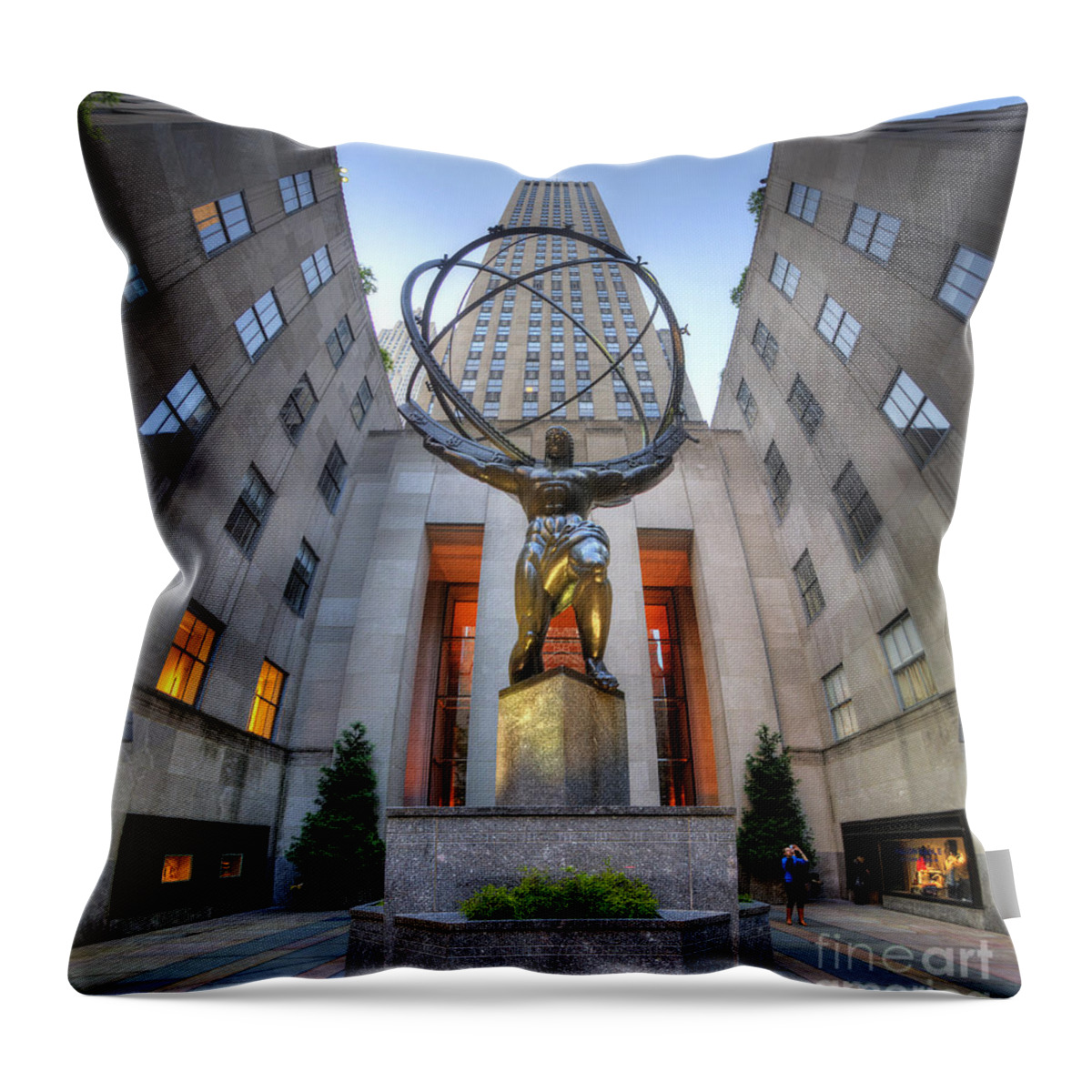 Art Throw Pillow featuring the photograph Rockefeller Centre Atlas - NYC - Vertorama by Yhun Suarez