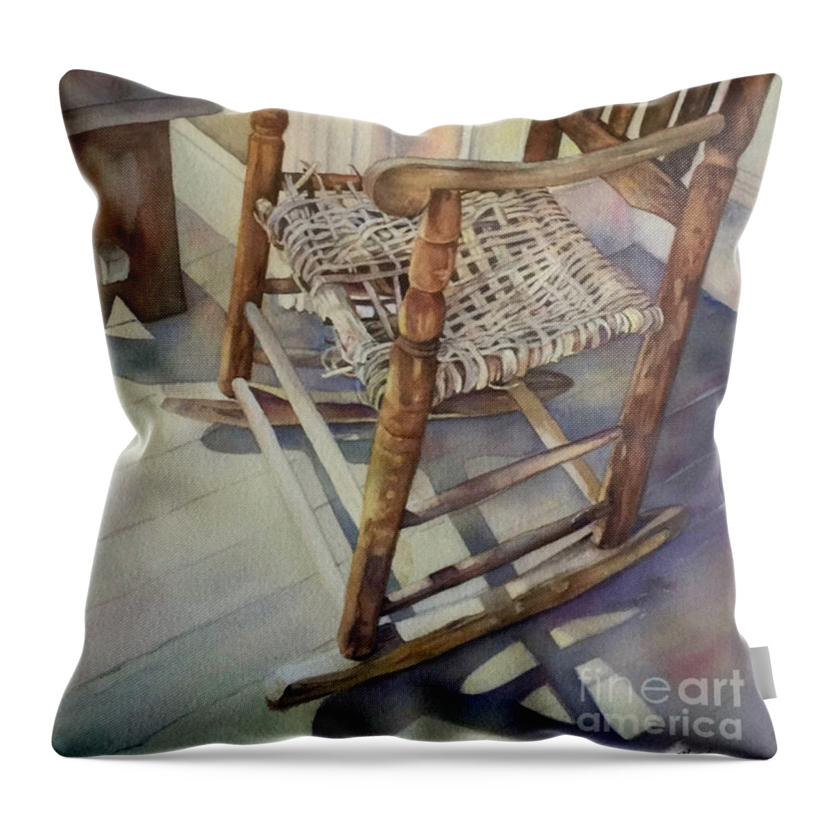 Rocking Chair Throw Pillow featuring the painting Rocking Chair by Francoise Chauray
