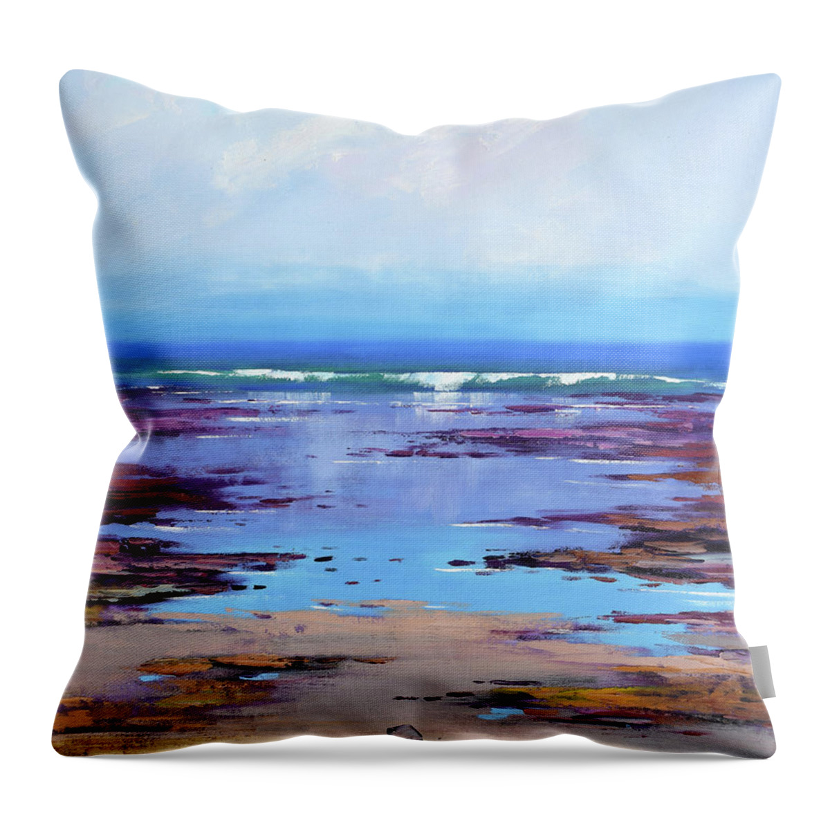 Nature Throw Pillow featuring the painting Rocky Shoreline by Graham Gercken