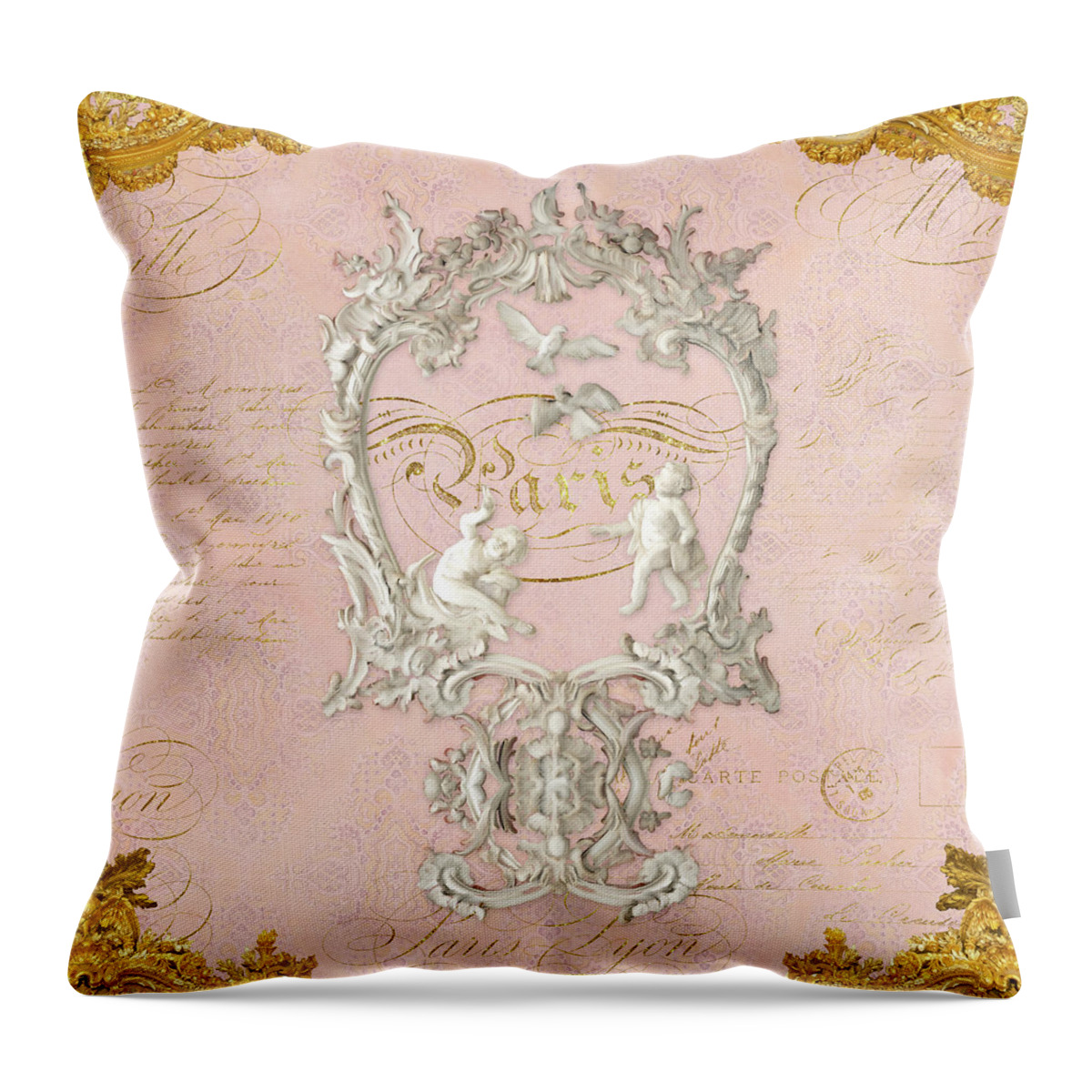 Baroque Throw Pillow featuring the painting Rococo Versailles Palace 1 Baroque Plaster Vintage by Audrey Jeanne Roberts