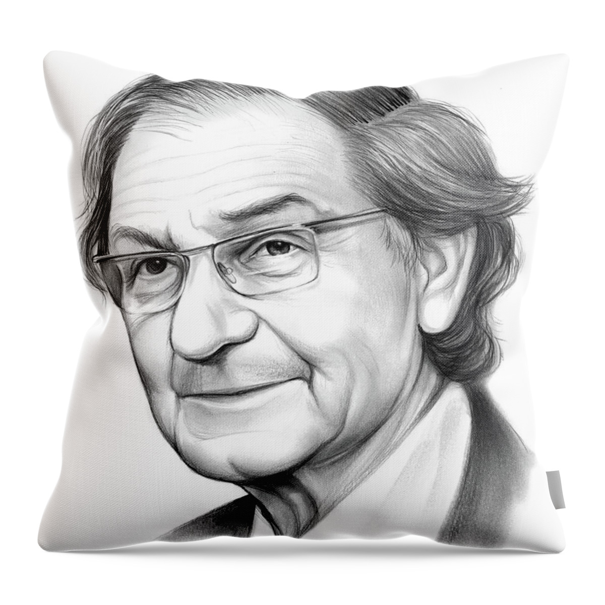 Roger Penrose Throw Pillow featuring the drawing Roger Penrose by Greg Joens
