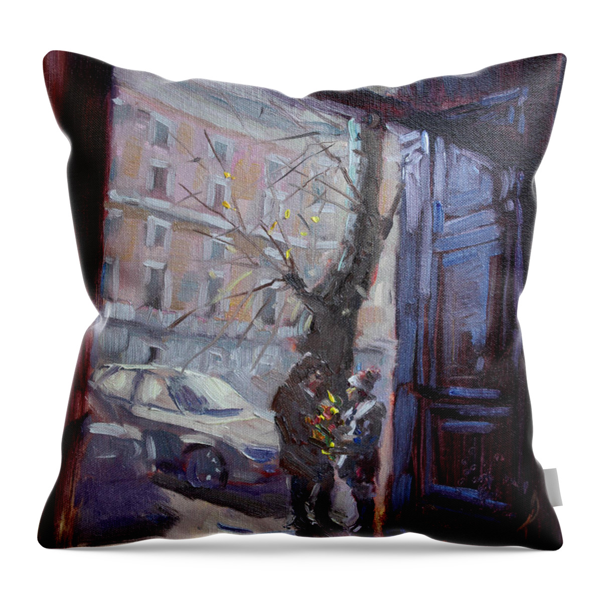Rome Throw Pillow featuring the painting Rome, Happy Valentine's Day by Ylli Haruni