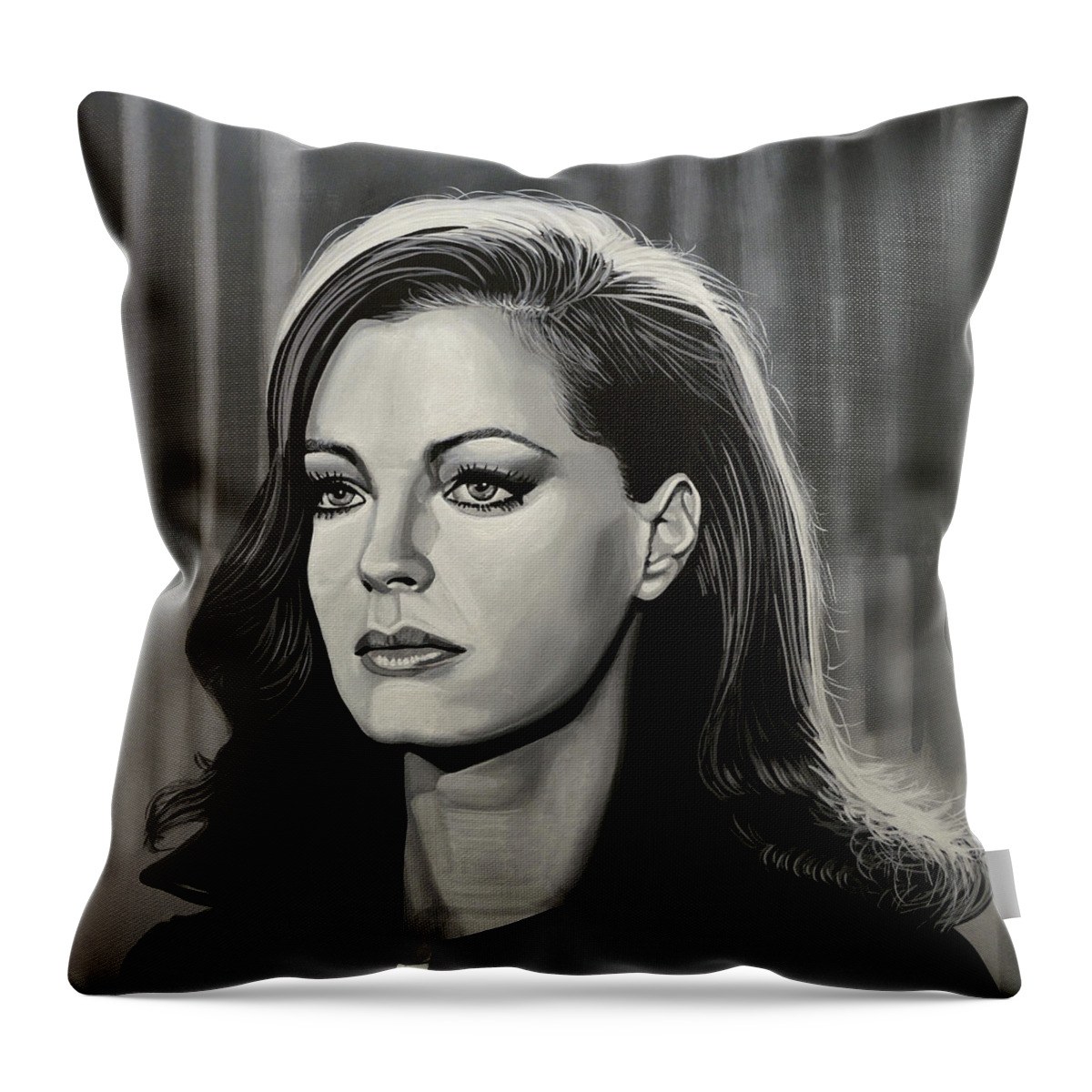 Romy Schneider Throw Pillow featuring the painting Romy Schneider by Paul Meijering