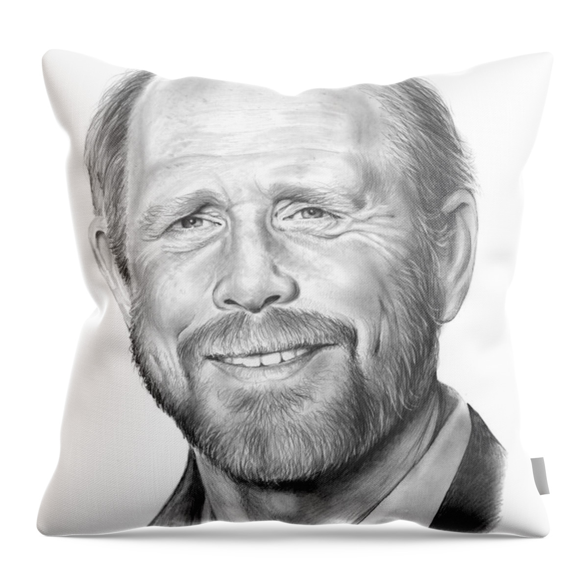 Ron Howard Throw Pillow featuring the drawing Ron Howard by Greg Joens