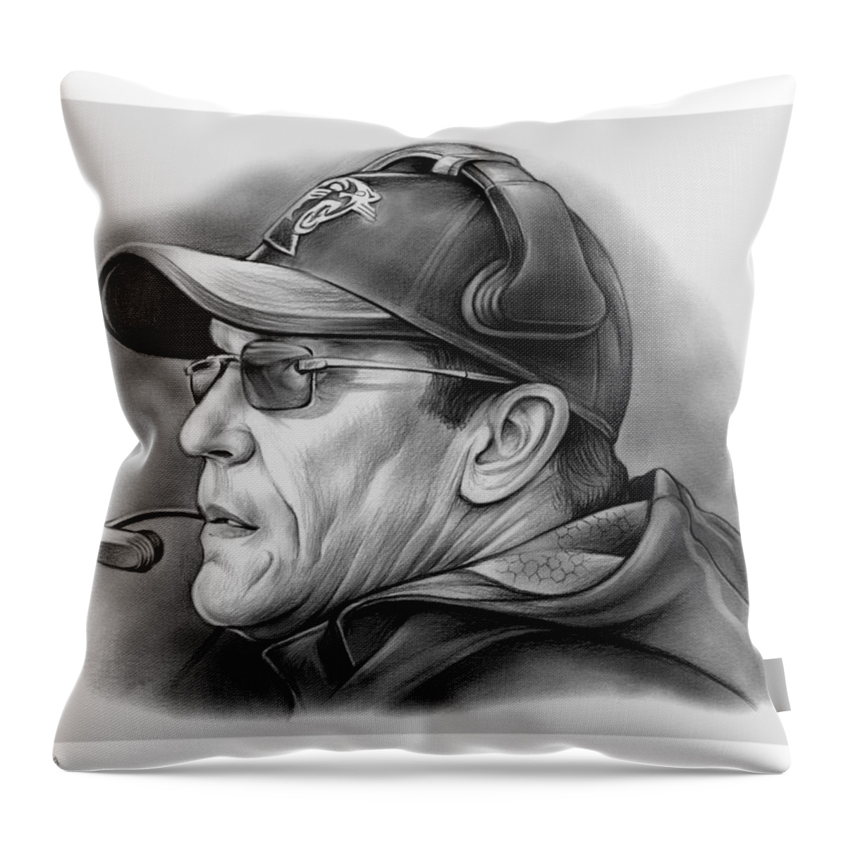 Ron Rivera Throw Pillow featuring the drawing Ron Rivera by Greg Joens