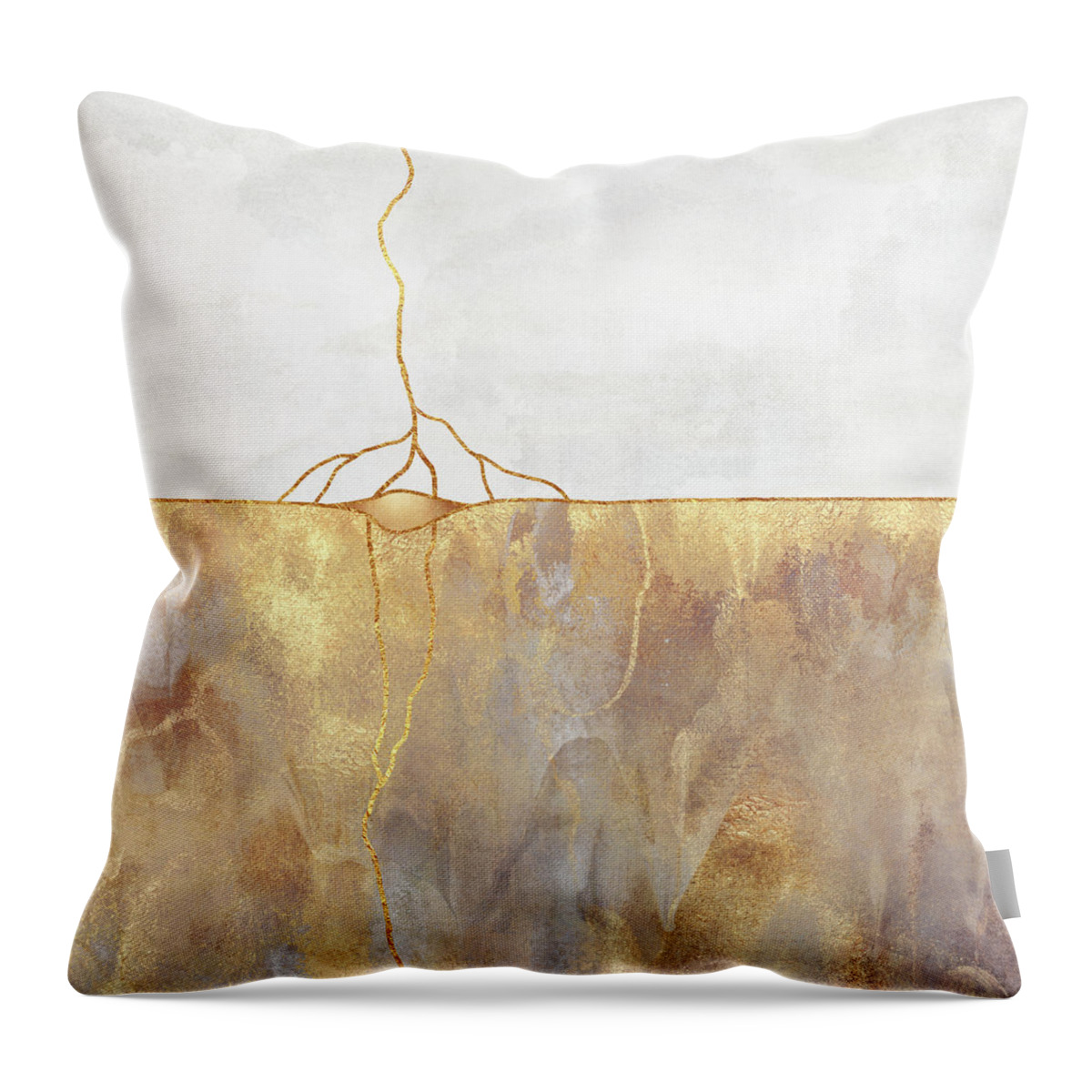 Abstract Throw Pillow featuring the mixed media Roots by Elisabeth Fredriksson