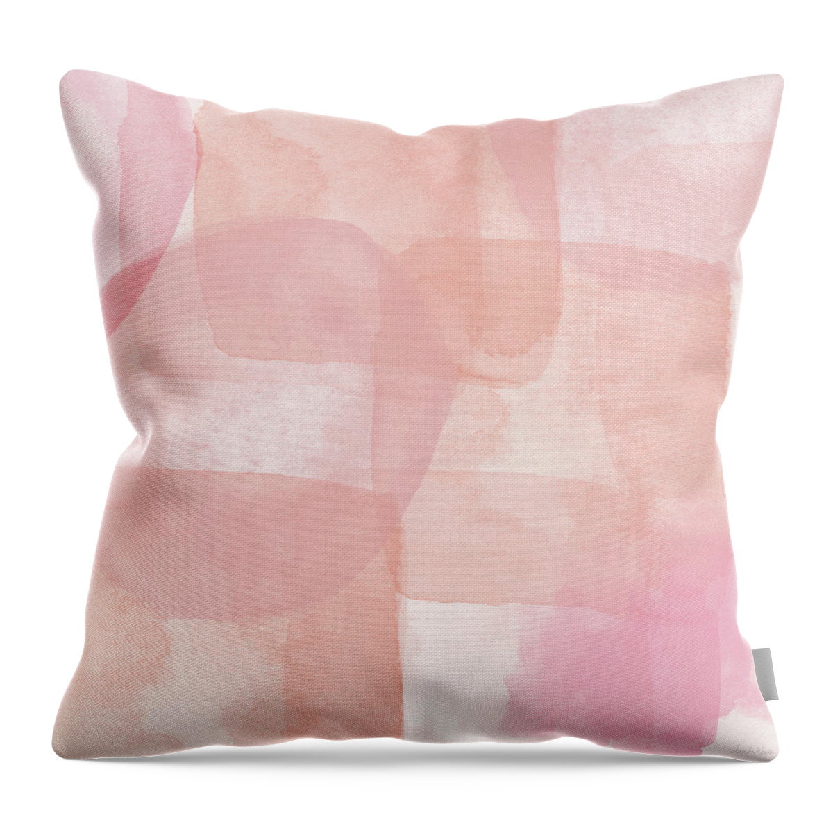 Watercolor Throw Pillow featuring the painting Rose Quartz Beach Glass- Art by Linda Woods by Linda Woods