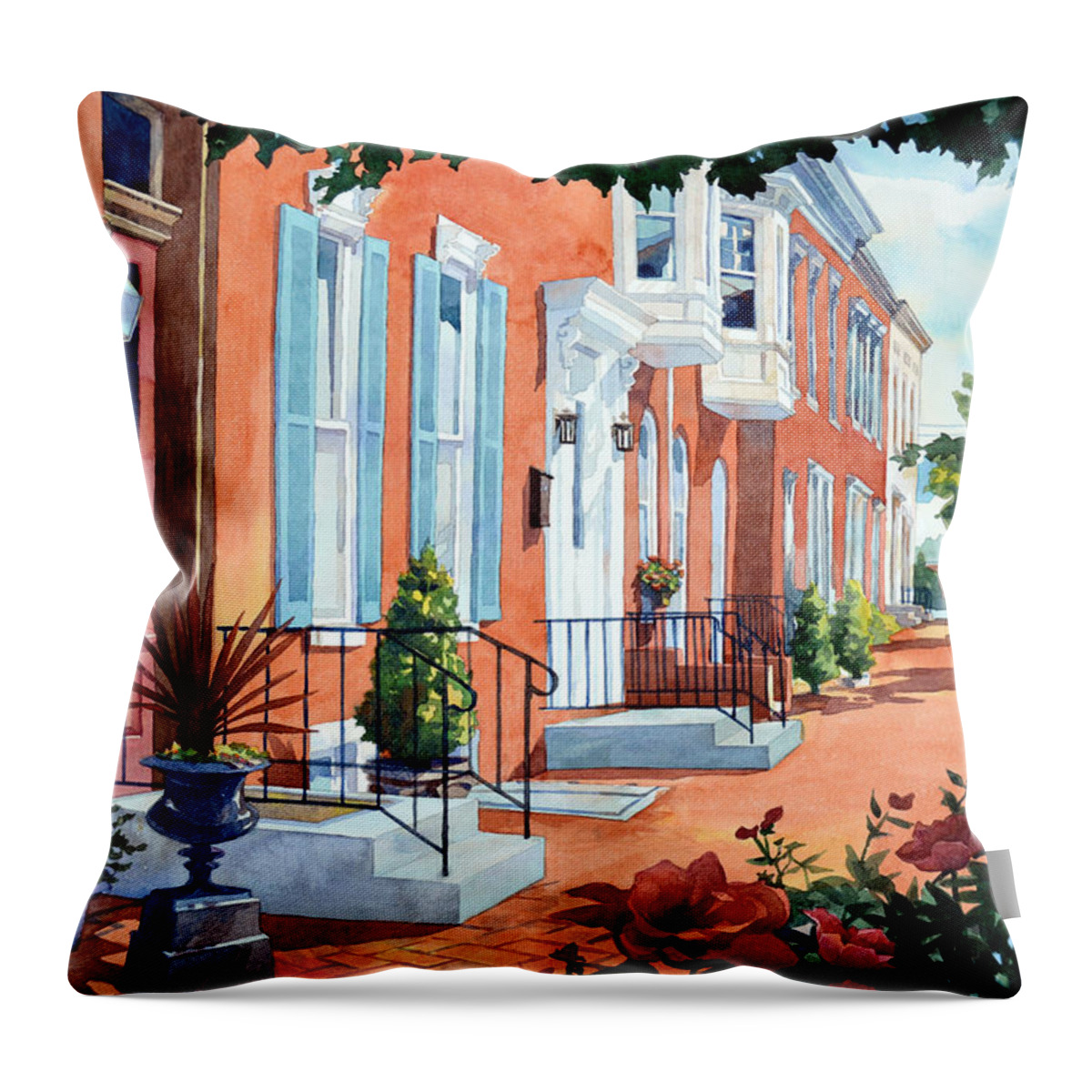 Nature Throw Pillow featuring the painting Rosewalk by Mick Williams