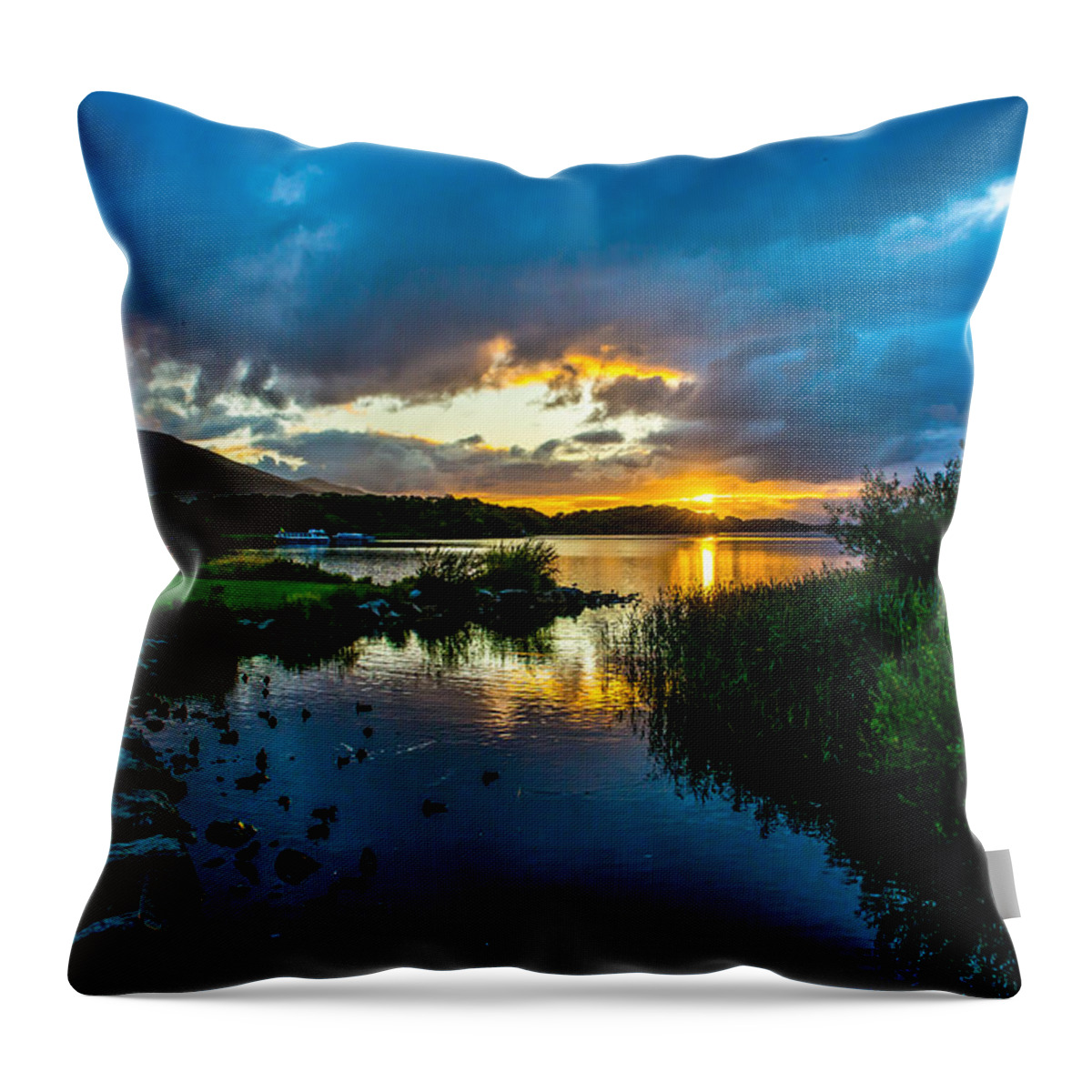 Ireland Throw Pillow featuring the photograph Ross Castle at Lough Leane in Ireland by Andreas Berthold