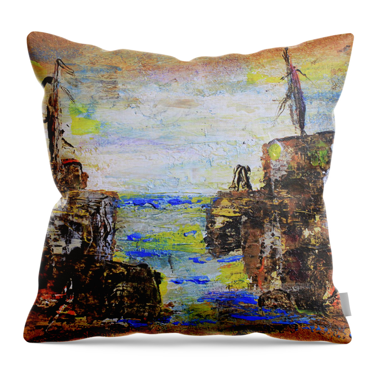 Landscape Throw Pillow featuring the painting Rough Country Abstract by April Burton