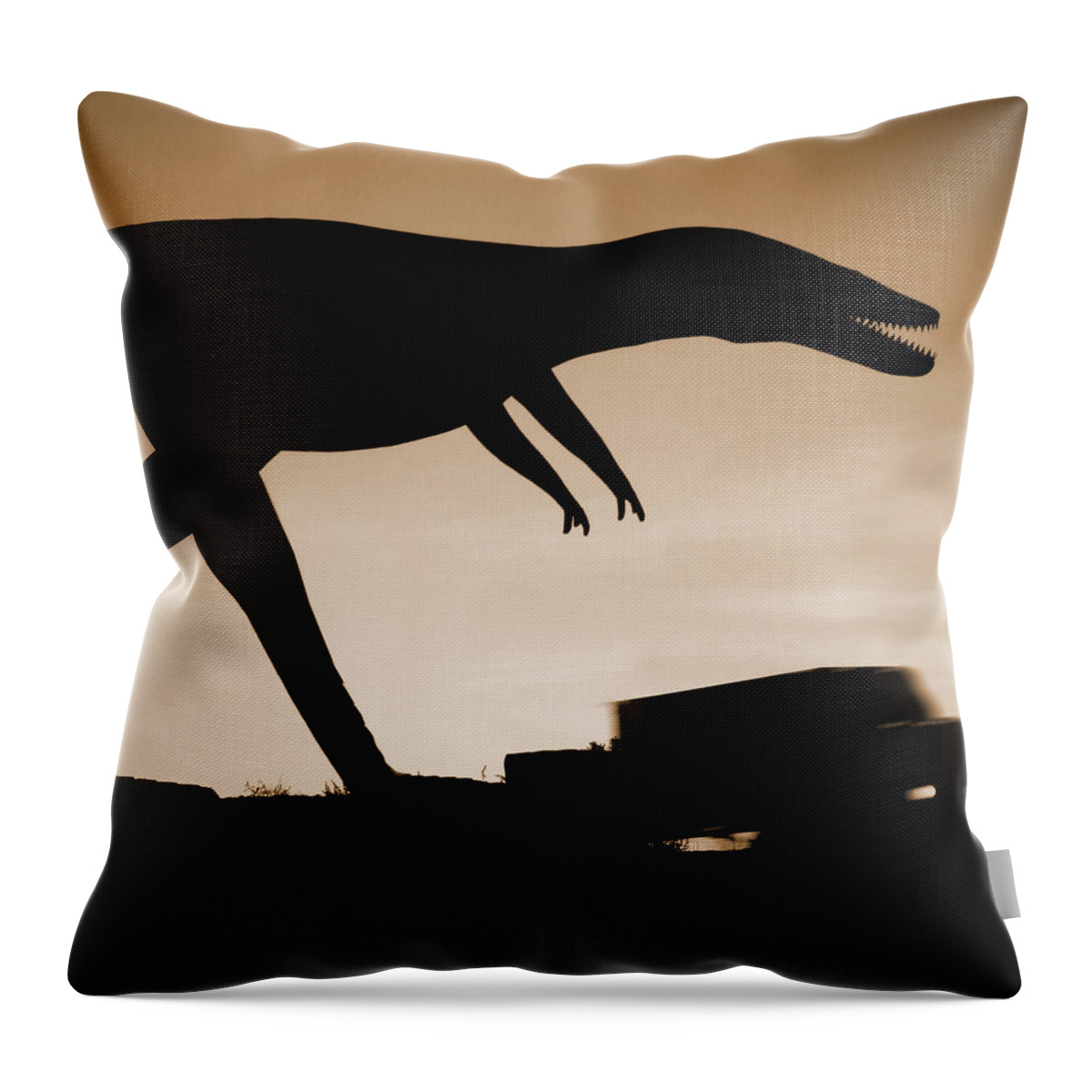 Travel Throw Pillow featuring the photograph Route 66 - Lost Dinosaur by Mike McGlothlen