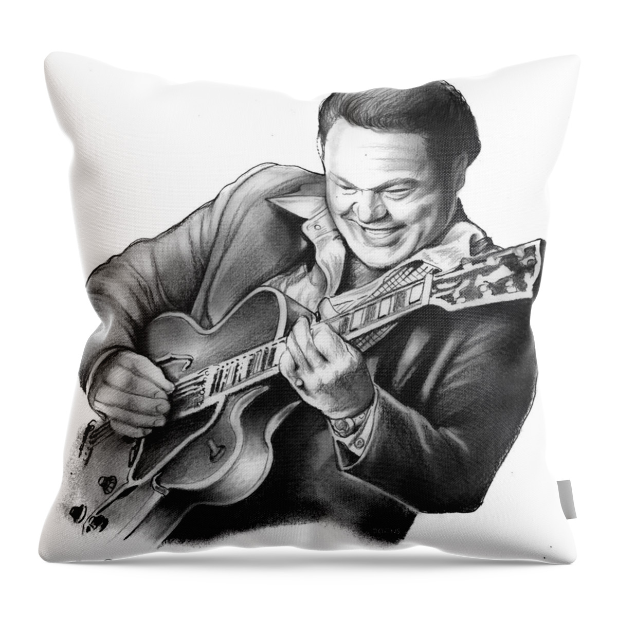 Roy Clark Throw Pillow featuring the drawing Roy Clark by Greg Joens