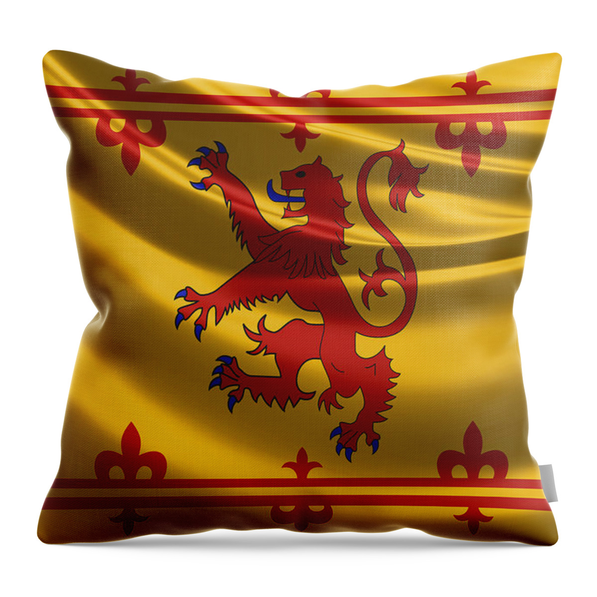 'royal Collection' By Serge Averbukh Throw Pillow featuring the digital art Royal Banner of the Royal Arms of Scotland by Serge Averbukh