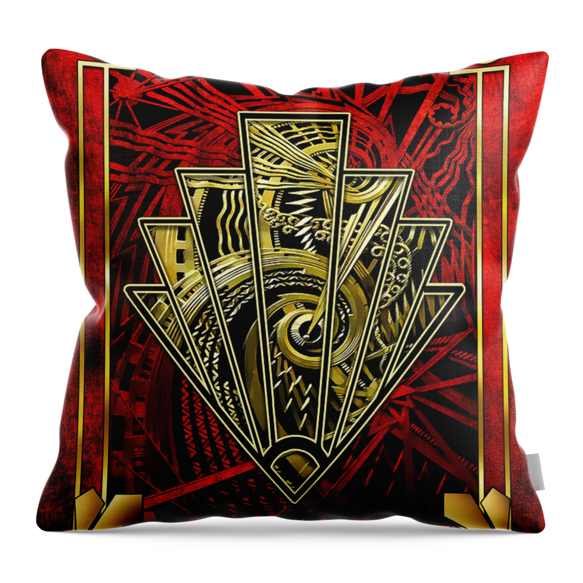 Staley Throw Pillow featuring the digital art Ruby Red and Gold by Chuck Staley