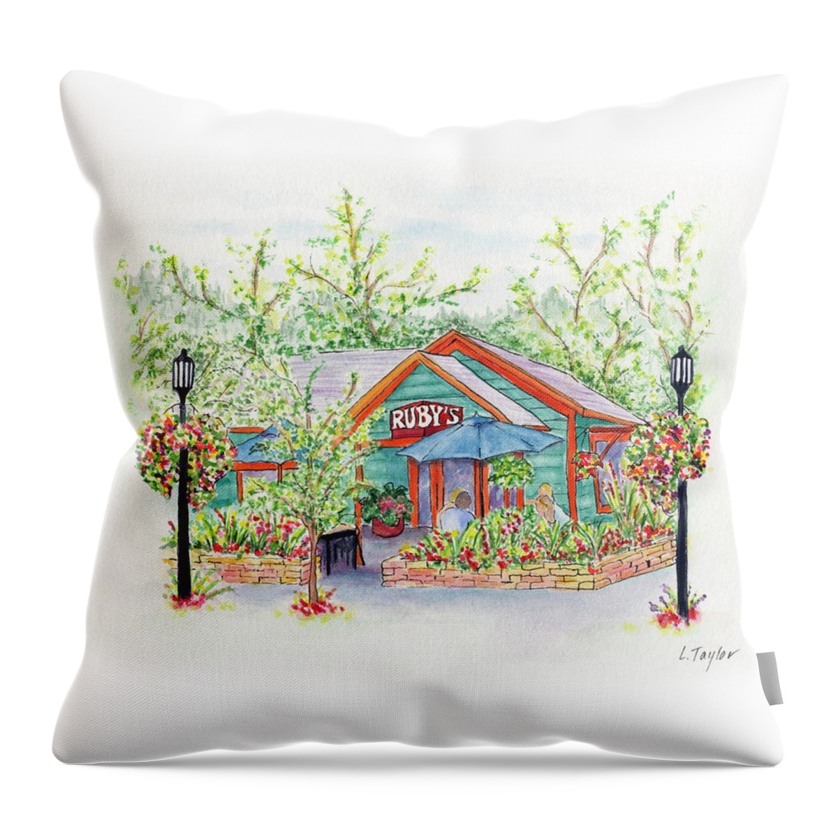 Ruby's Throw Pillow featuring the painting Ruby's by Lori Taylor