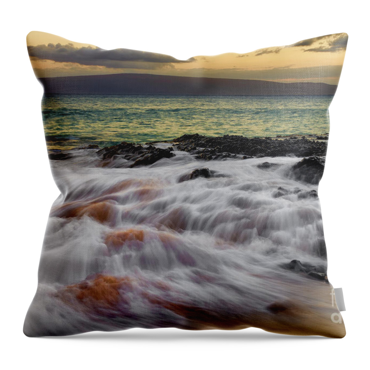 Running Throw Pillow featuring the photograph Running Wave at Keawakapu Beach by Eddie Yerkish