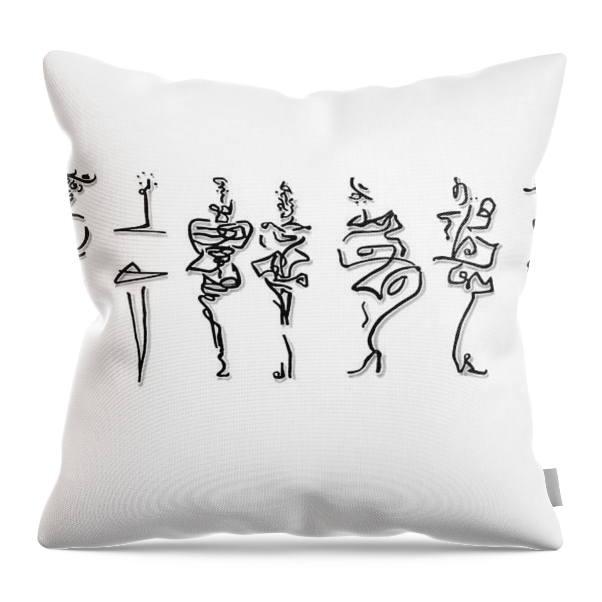  Throw Pillow featuring the drawing Runway Ladies by James Lanigan Thompson MFA