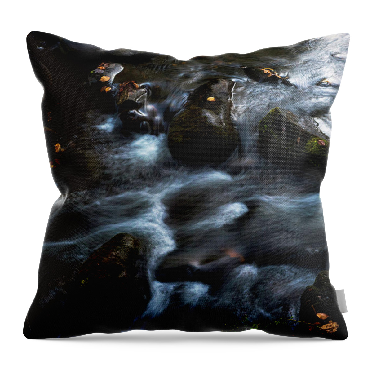 Rocks Throw Pillow featuring the photograph Rushing Stream by Norman Reid