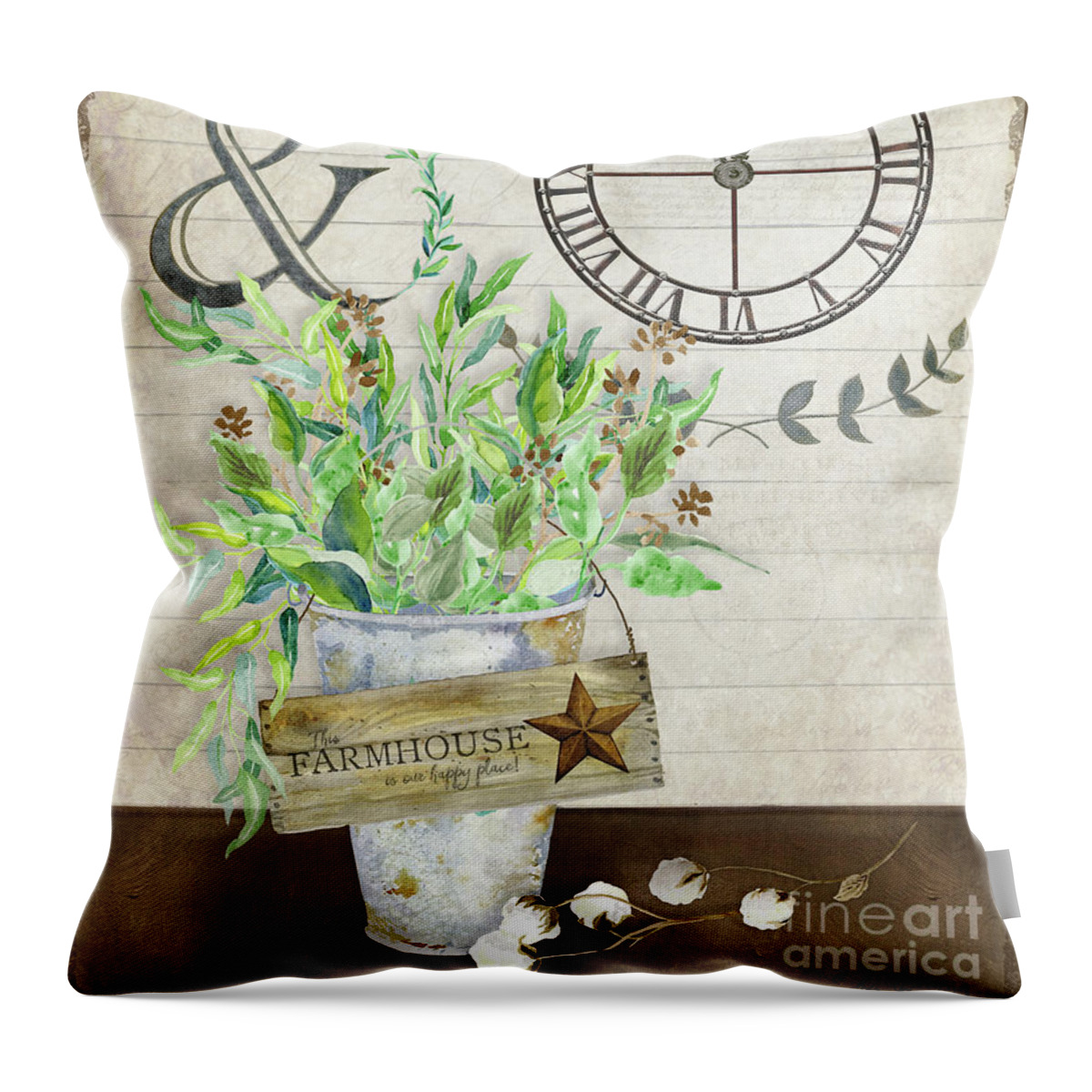 Rustic Farmhouse Our Happy Place Throw Pillow by Audrey Jeanne Roberts -  Fine Art America