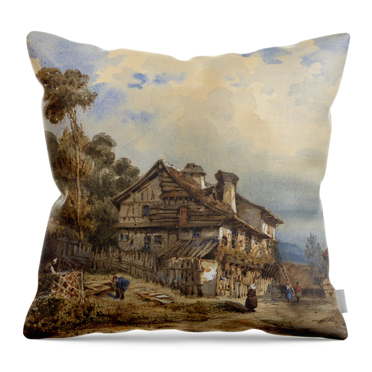 Rustic Landscape Throw Pillow by French 19th Century - Pixels