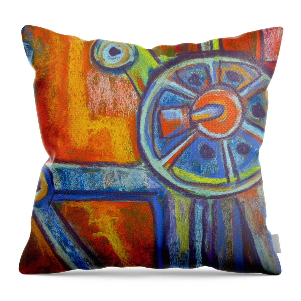 Abstract Throw Pillow featuring the pastel Rusty Parts by Barbara O'Toole