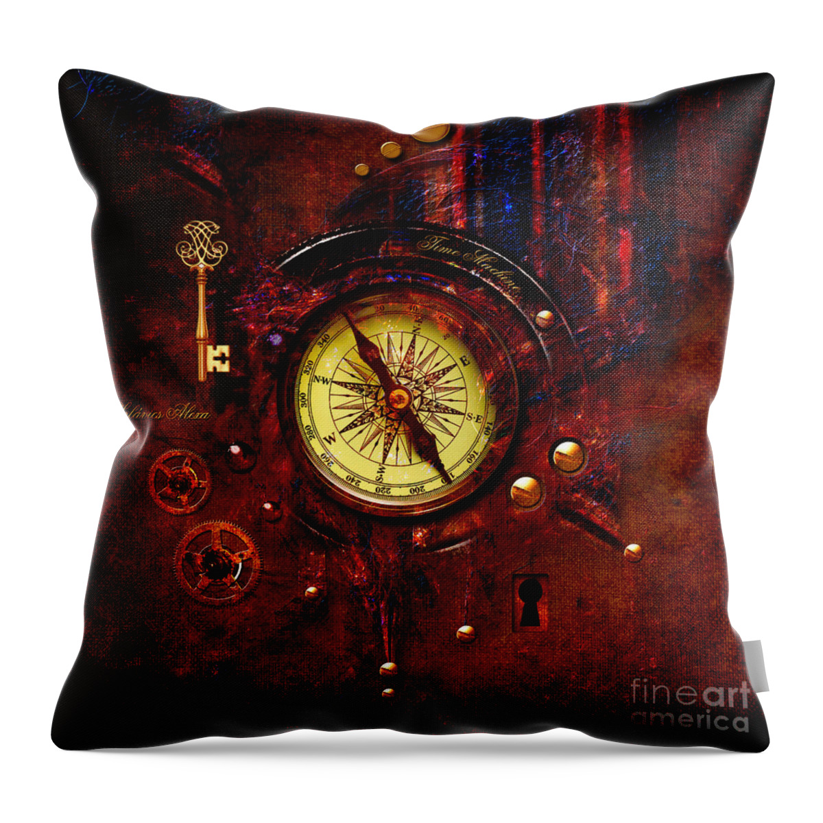 Digital Art Throw Pillow featuring the digital art Rusty Time Machine by Alexa Szlavics
