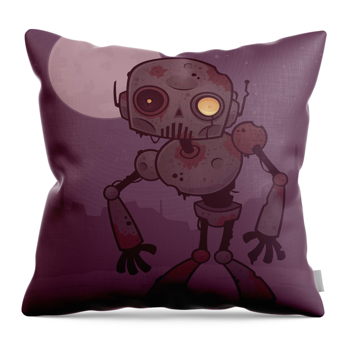 Zombie Throw Pillow featuring the digital art Rusty Zombie Robot by John Schwegel