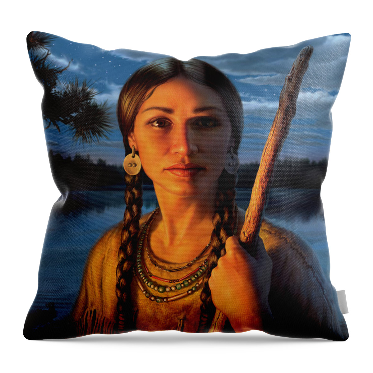 Sacagawea Throw Pillow featuring the digital art Sacagawea by Mark Fredrickson