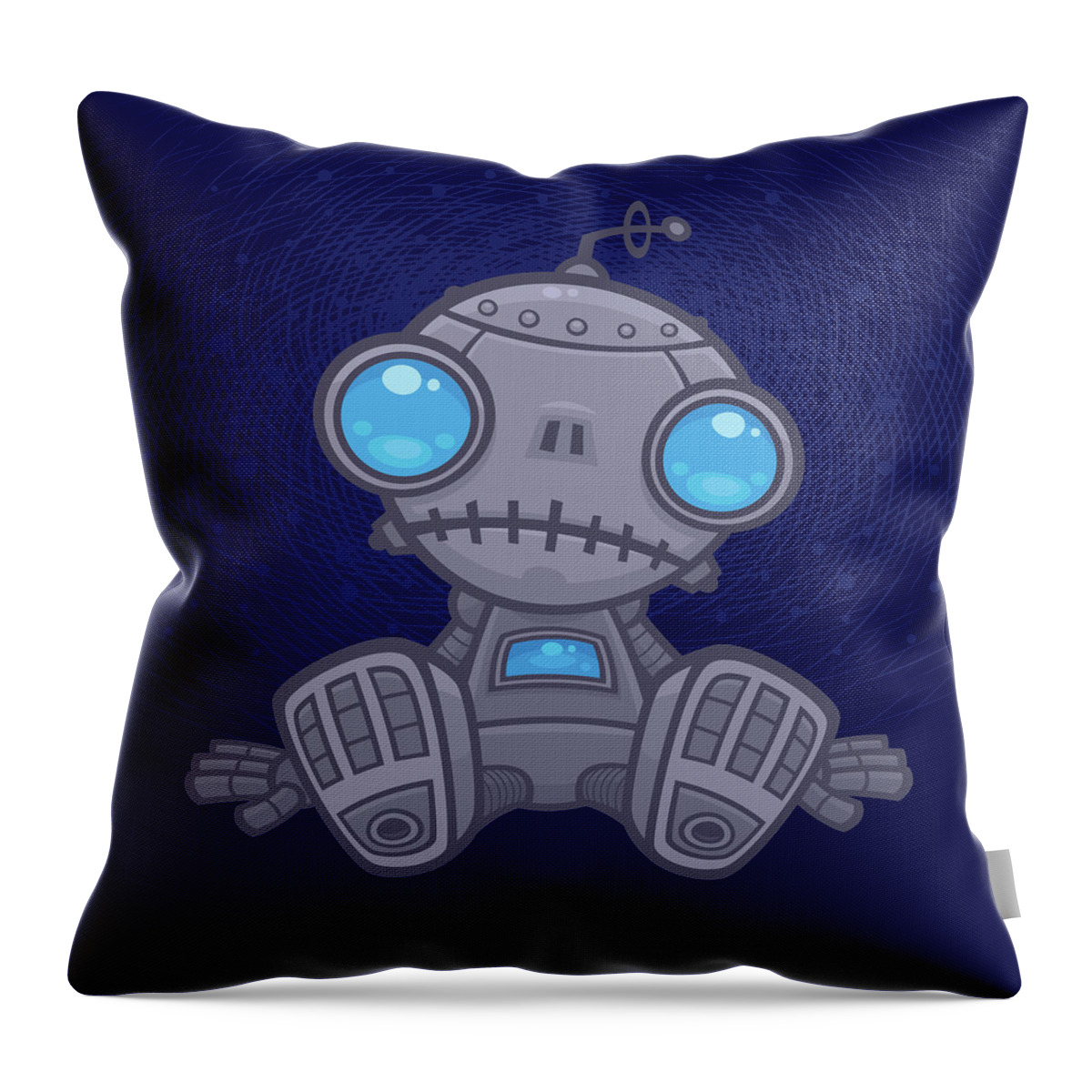 Robot Throw Pillow featuring the digital art Sad Robot by John Schwegel